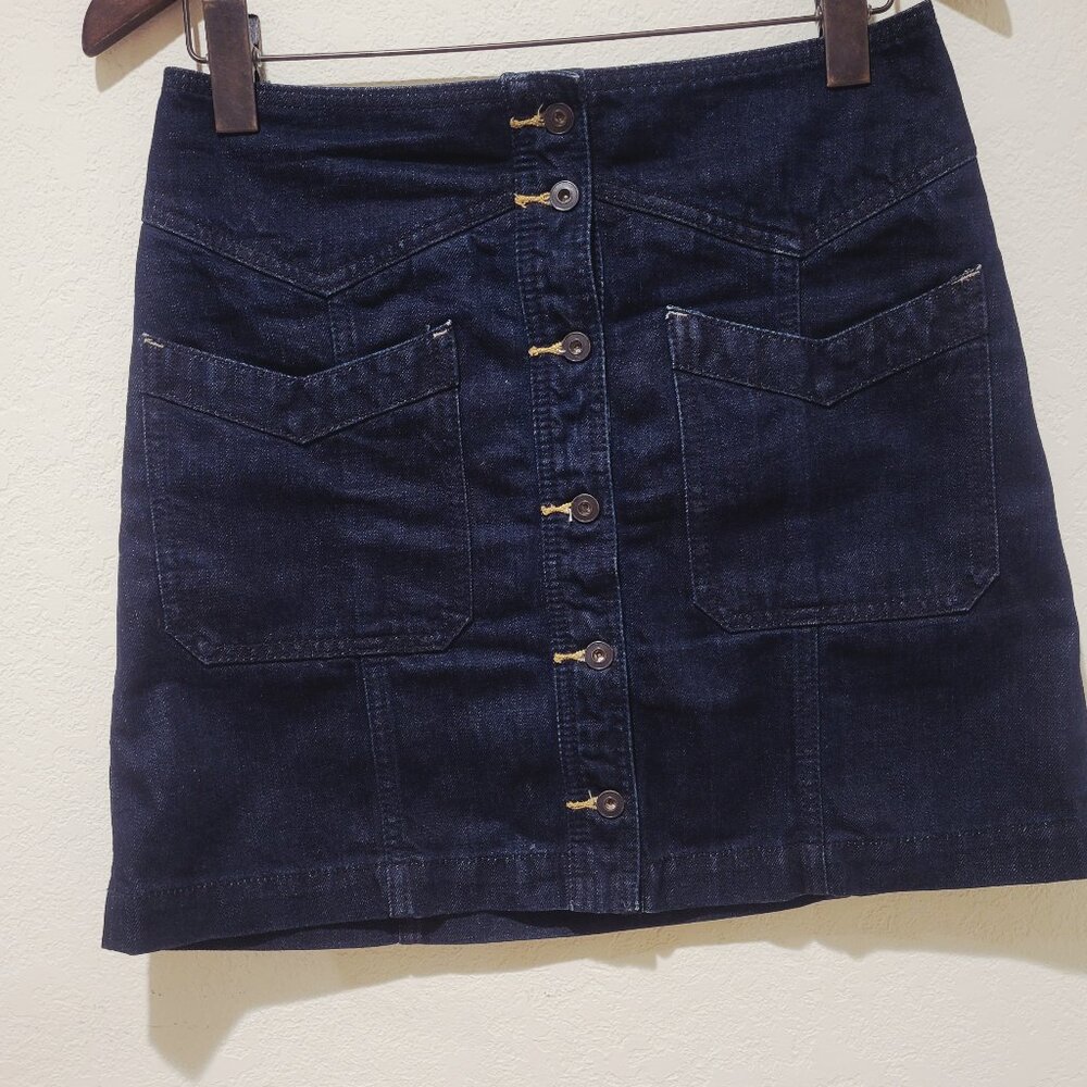 Free People Blue Bottoms Dark Wash Denim Skirt